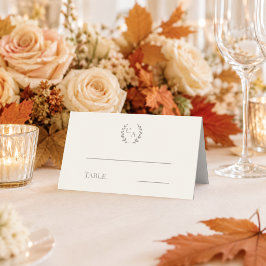 Tarjeta De Asiento Corona de boda marfil crema beis con monograma