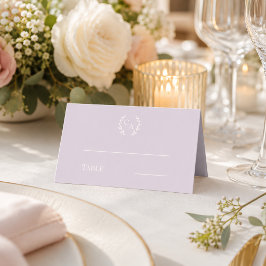 Tarjeta De Asiento Corona de boda monograma de color lavanda polvorie