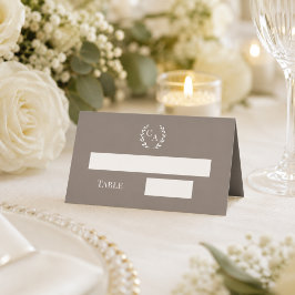 Tarjeta De Asiento Corona de boda taupe marfil con monograma