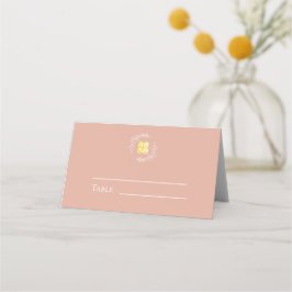 Tarjeta De Asiento Corona de hojas de rosa polvorienta boho para boda