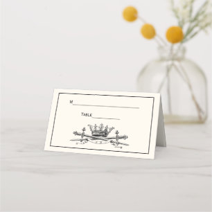 Tarjeta De Asiento Corona Heráldica Emblema de Espadas Cruzadas Crest