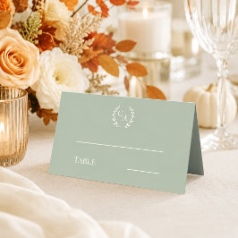 Tarjeta De Asiento Corona monogramada de crema verde salvia