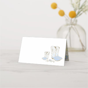Tarjeta De Asiento Cowboy Baby Shower Country Western Blue Boy