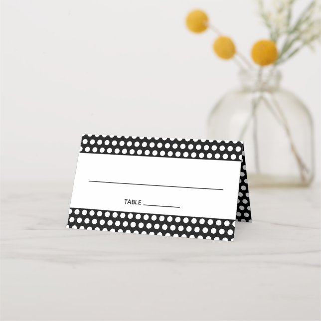 Tarjeta De Asiento Crea tu propio punto de polka blanco (Anverso)