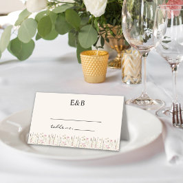 Tarjeta De Asiento Cream Wildflower Wedding in Boho Style