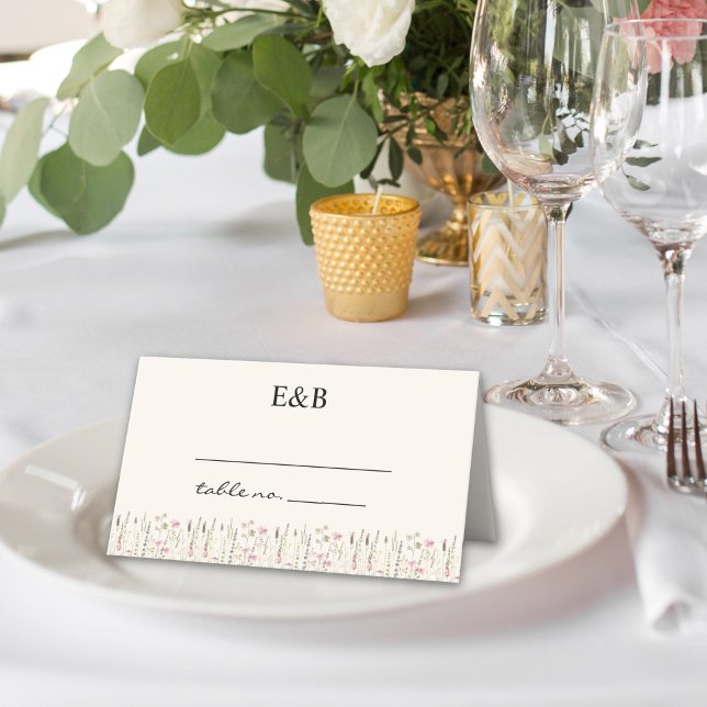 Tarjeta De Asiento Cream Wildflower Wedding in Boho Style (Subido por el creador)