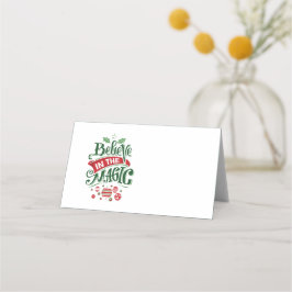Tarjeta De Asiento Creer en la tipografía del Navidad mágico