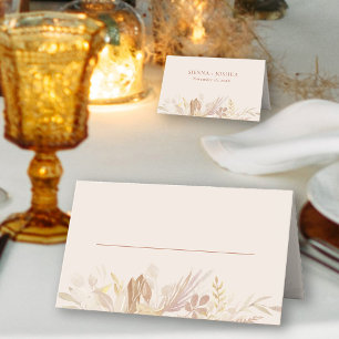 Tarjeta De Asiento Crema de bodas botánicas quemadas naranja personal
