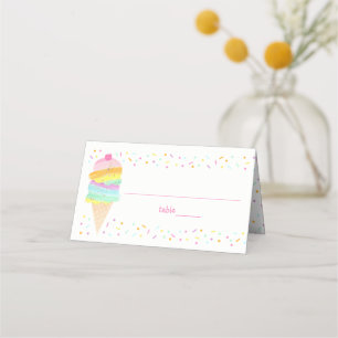 Tarjeta De Asiento Crema de hielo de arcoiris suave cumpleaños