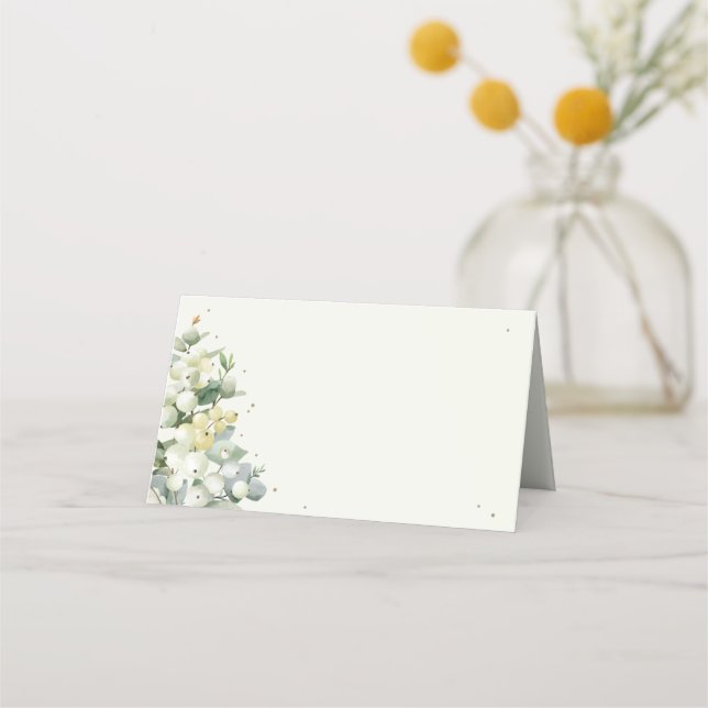 Tarjeta De Asiento Crema/fresa negra + Boda eucalipto (Anverso)