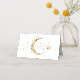 Tarjeta De Asiento Crescent Moon Starry Night Boda Celestial