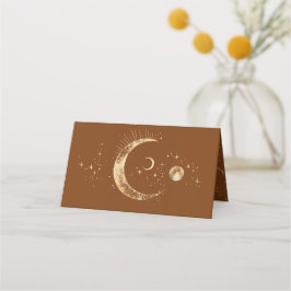 Tarjeta De Asiento Crescent Moon Starry Night Boda Celestial