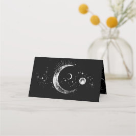 Tarjeta De Asiento Crescent Moon Starry Night Boda Celestial