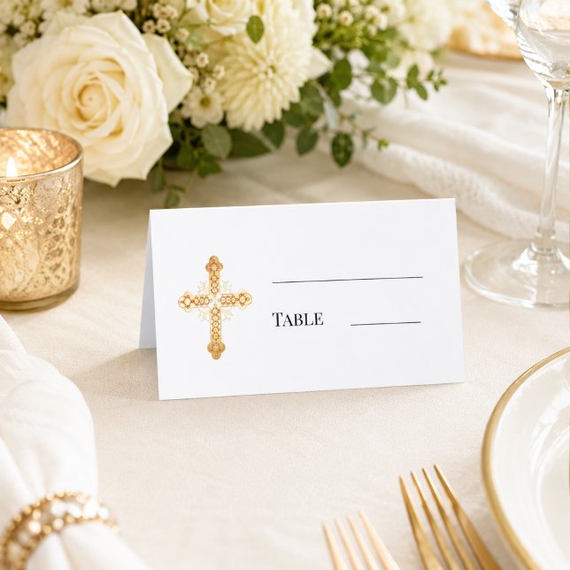 Tarjeta De Asiento Cruz de oro blanca simple (Subido por el creador)