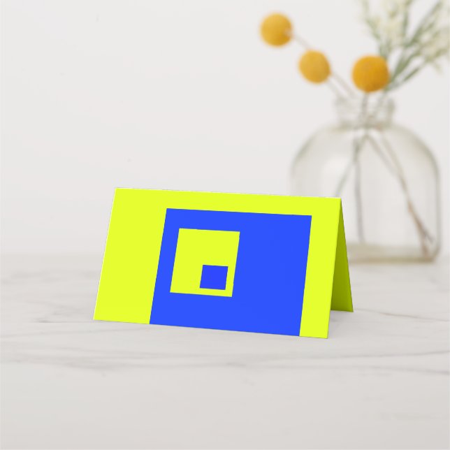 Tarjeta De Asiento Cuadrados amarillo y azul (Anverso)