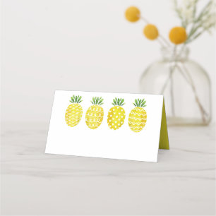 Tarjeta De Asiento Cuidada acuarela Pineapples Modelo de mezcla tropi
