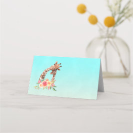 Tarjeta De Asiento Cuidada jirafa acuarela mamá y bebé