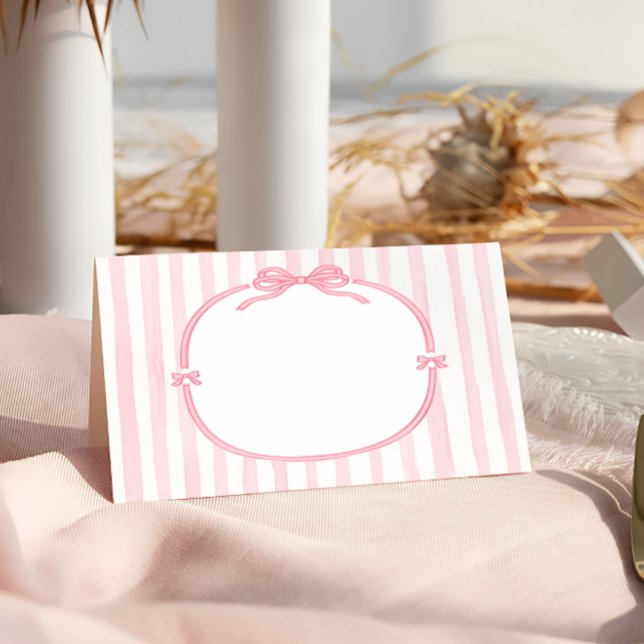 Tarjeta De Asiento Cumpleaños Coquette con Lazo Rosa Elegante (Subido por el creador)