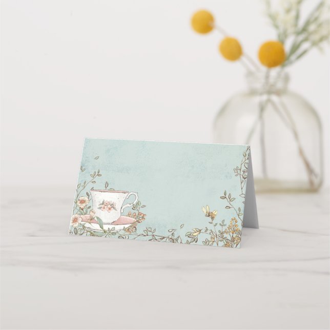 Tarjeta De Asiento Cumpleaños de Wildflower Tea Fiesta (Anverso)