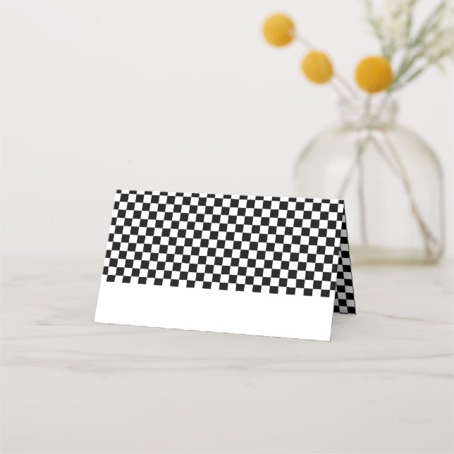 Tarjeta De Asiento Cumpleaños del tablero de cheques blanco negro (Anverso)