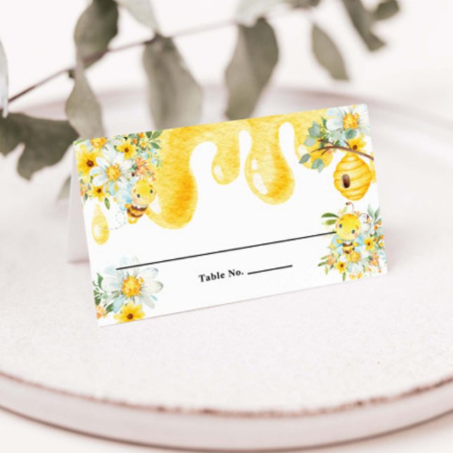 Tarjeta De Asiento Cute Abejas Amarilla Floral Honey Birday Baby Show (Subido por el creador)