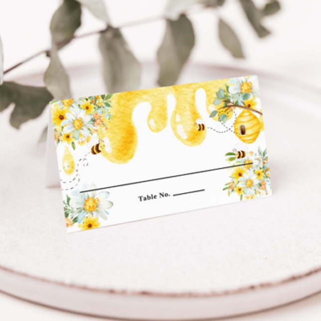 Tarjeta De Asiento Cute Abejas de Miel Amarillo Floral Cumpleaños Bab (Subido por el creador)