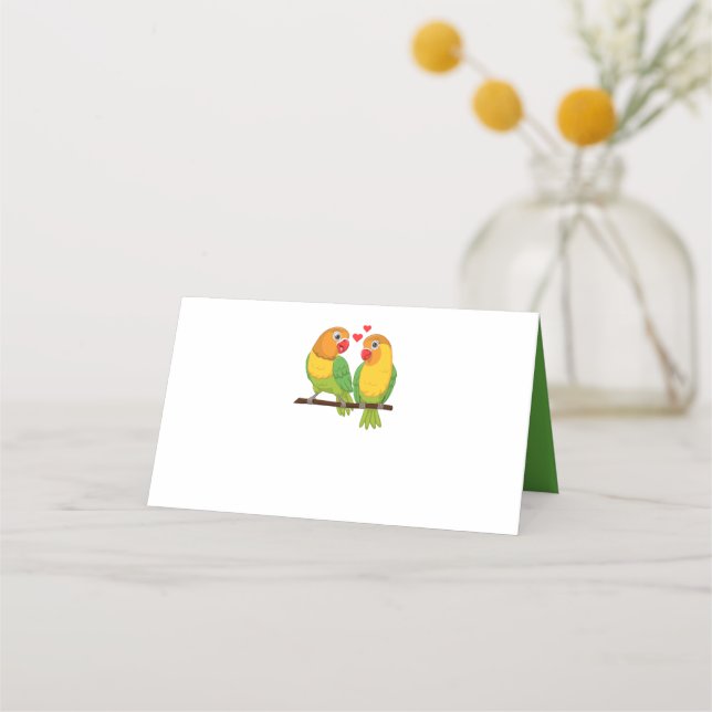 Tarjeta De Asiento Cute Amantes Amantes Verde Gracias Amo Aves Boda (Anverso)