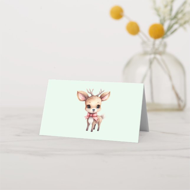 Tarjeta De Asiento Cute Baby Deer Cartoon Illustration (Anverso)