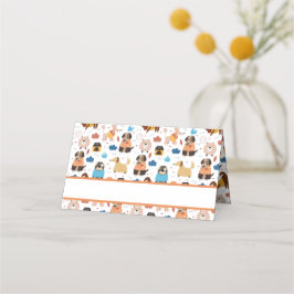 Tarjeta De Asiento Cute Cartoon Dog Tema fiesta de cumpleaños