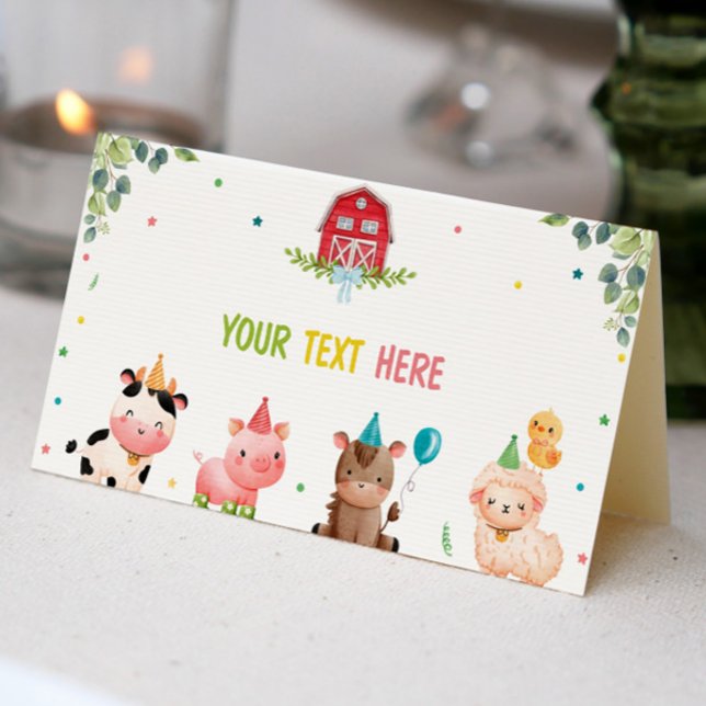 Tarjeta De Asiento Cute Farm Animals Birthday Place Card (Subido por el creador)