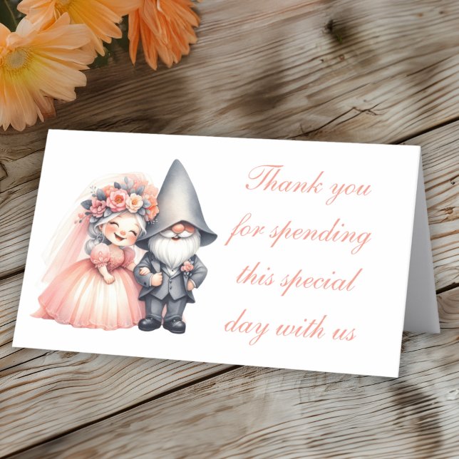 Tarjeta De Asiento Cute Garden Gnome Garden Tnank You Boda (Subido por el creador)