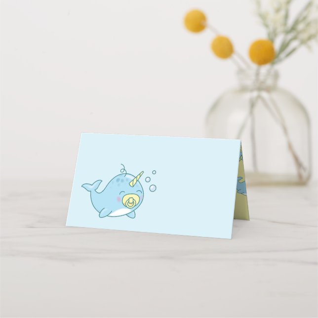Tarjeta De Asiento Cute Narwhal Baby Shower Kawaii (Anverso)
