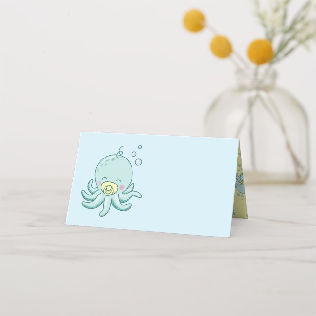 Tarjeta De Asiento Cute Octopus Baby Shower Kawaii (Anverso)