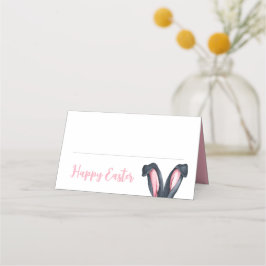 Tarjeta De Asiento Cute Orejas de Conejo Rosa Feliz Pascua
