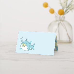 Tarjeta De Asiento Cute Shark Baby Shower Kawaii