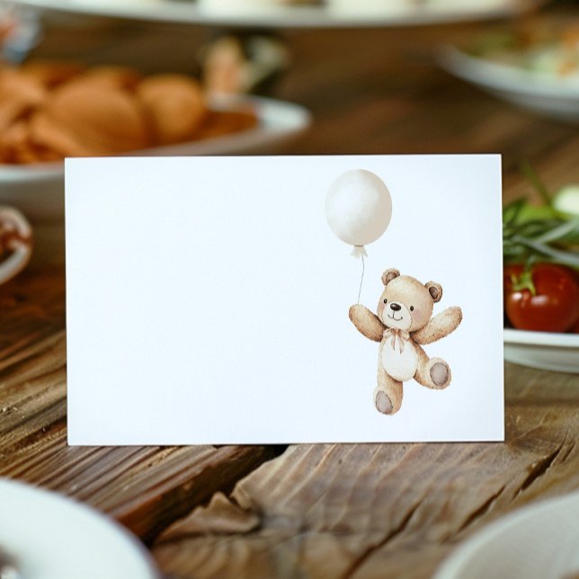 Tarjeta De Asiento Cute Teddy Bear Balloon Food Tent Place Card (Subido por el creador)
