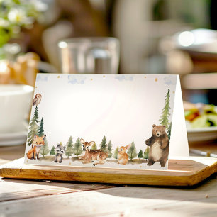 Tarjeta De Asiento Cute Woodland Animales Comida Tent Place Card