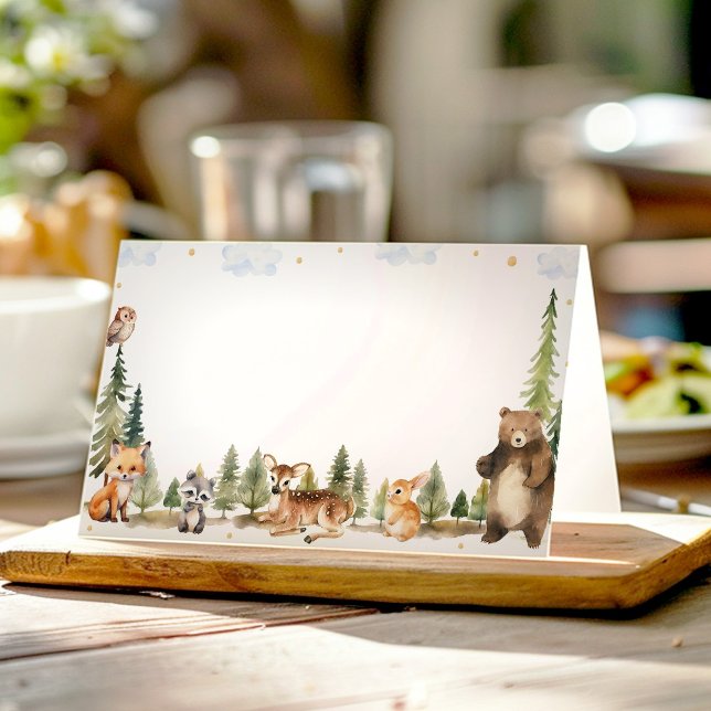 Tarjeta De Asiento Cute Woodland Animales Comida Tent Place Card (Subido por el creador)
