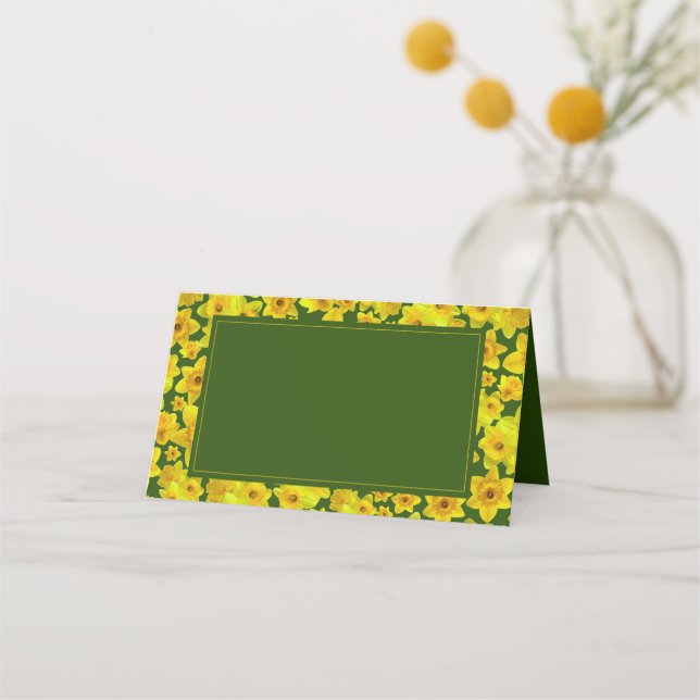 Tarjeta De Asiento Daffodil de primavera amarilla - Boda (Anverso)