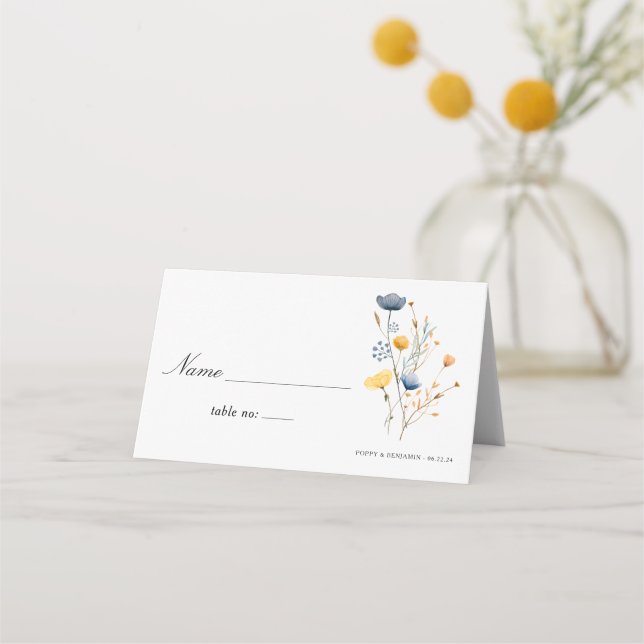 Tarjeta De Asiento Dainty Wild Flower Florals Rustic Boho Boda (Anverso)
