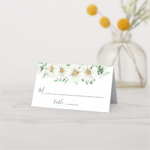 Tarjeta De Asiento Daisies de color blanco verde acuarela floral
