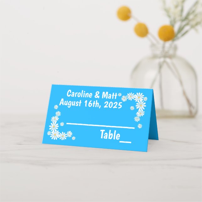 Tarjeta De Asiento Daisies del cielo azul de los años 1960 (Anverso)