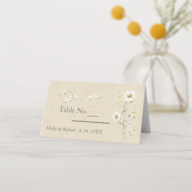 Tarjeta De Asiento Daisy Wildflower Boda (Anverso)