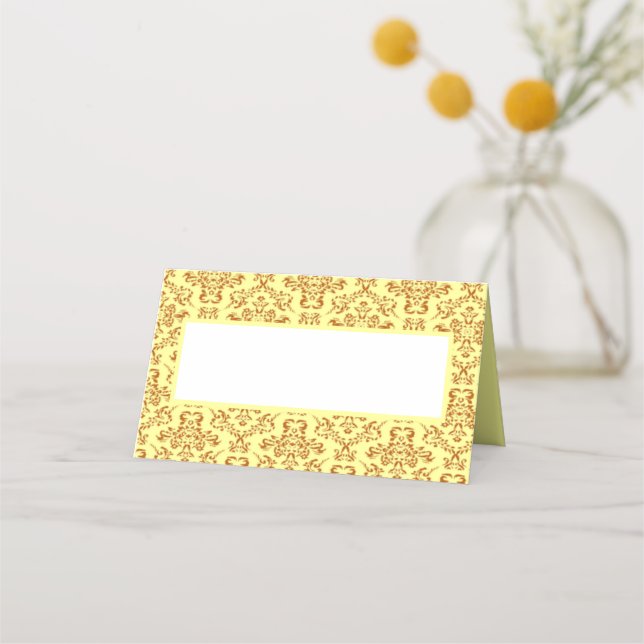 Tarjeta De Asiento Damasco marrón decorativo (Anverso)
