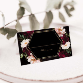 Tarjeta De Asiento Dark Moody Burgundy Blush Peonies Floral Wedding