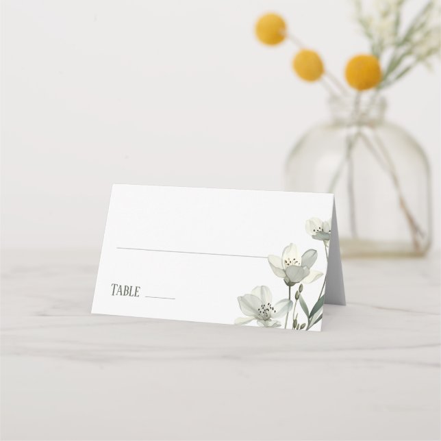 Tarjeta De Asiento Dark Sage Green Botanical Wedding (Anverso)