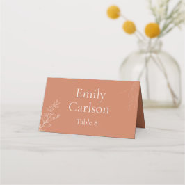 Tarjeta De Asiento Dark Terracotta Botanical Wedding Place Card