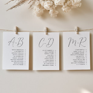Tarjeta de Asiento de Boda Alfabético de Caligrafí
