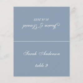Tarjeta de asiento de boda azul polvoriento - Nomb