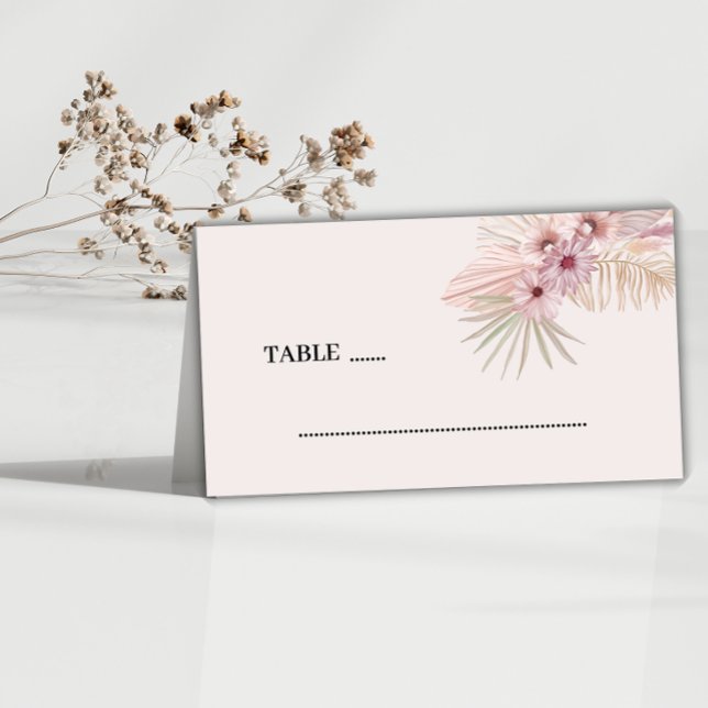 Tarjeta de asiento de boda botánica boho neutral (Subido por el creador)